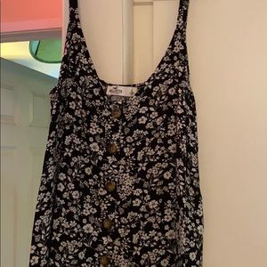Black floral Hollister top